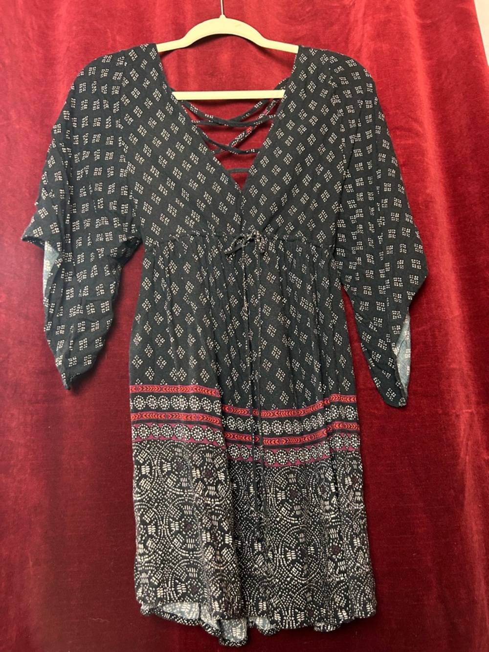 Abercrombie & Fitch Black Mini Dress with Red Accent Trim